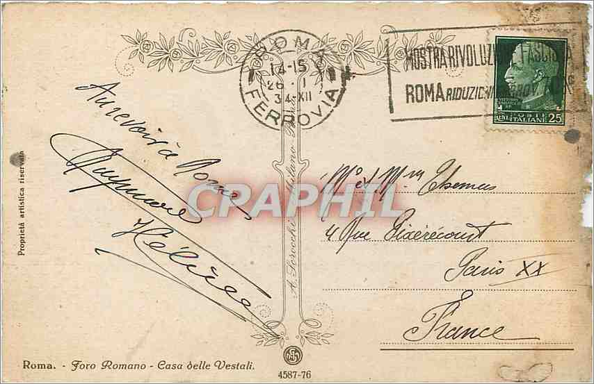 CPA Roma Toro Rmano Casa delle Vesali — Rückseite