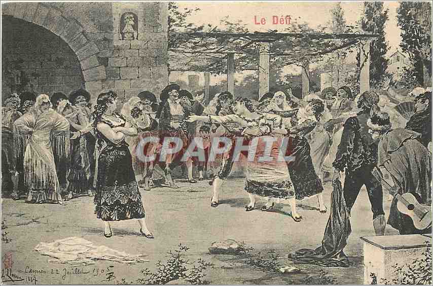 Danse à l'extérieur — scène de village — éditeur L. Rameau, n° 12 Juillet 1904