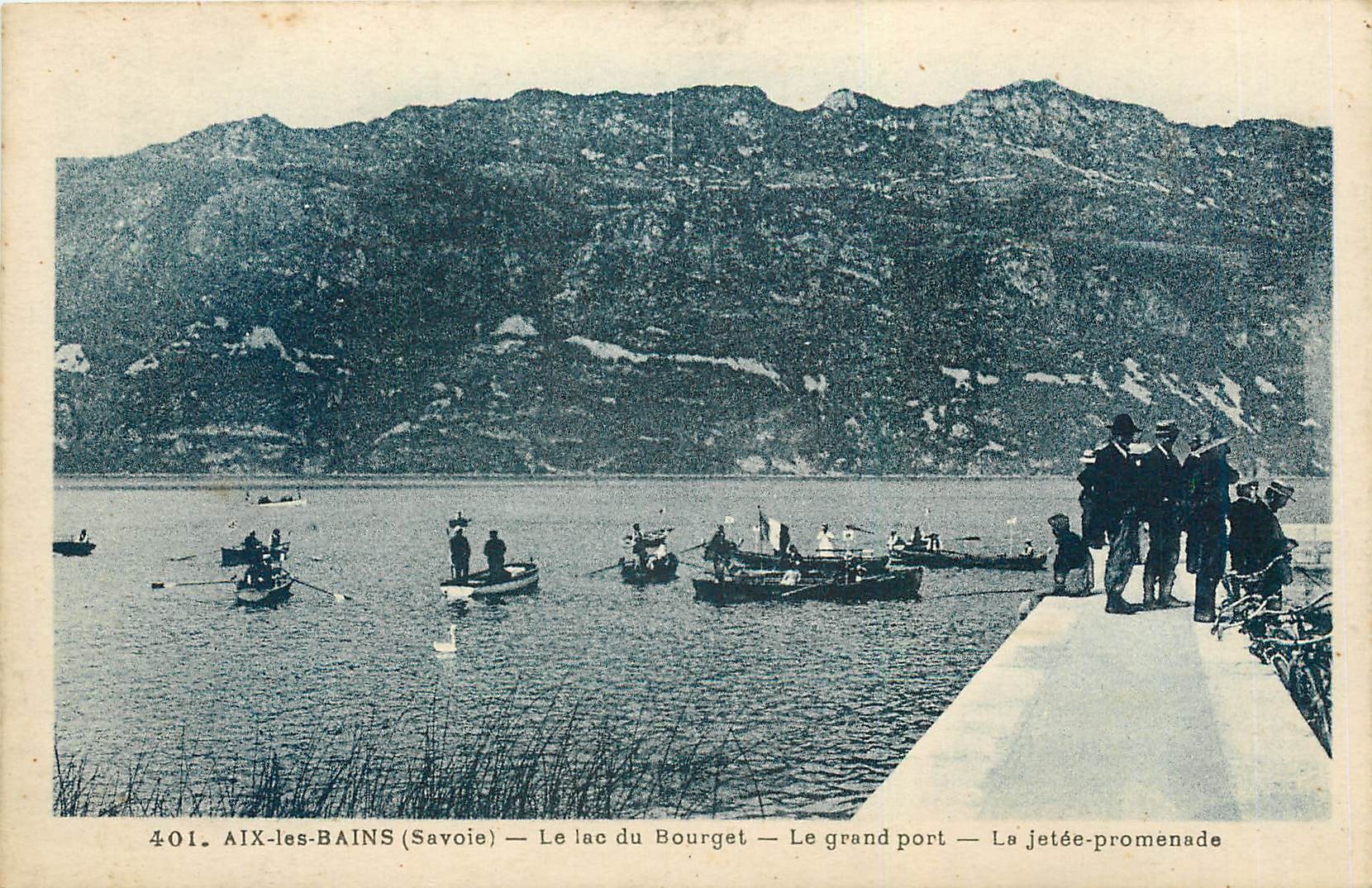 CPA Aix les bains Savoie le lac du Bourget Le grand Port la jetee promenade