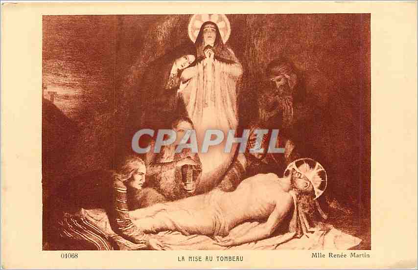 CPA La mise en Tombeau Melle Renee martin