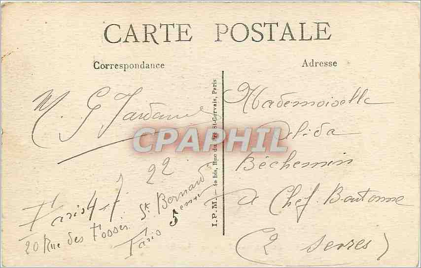 CPA ParisJardin des plntes la Grande Vloieres — Rückseite