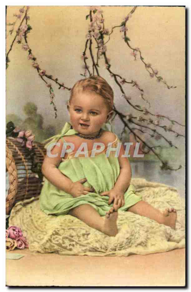 Fantaisie Bonne annee CPA Enfant bebe