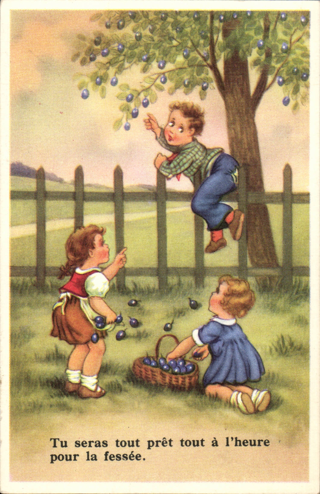 Fantaisie CPA Enfants Tu seras pret toute a l'heure pour la fessee