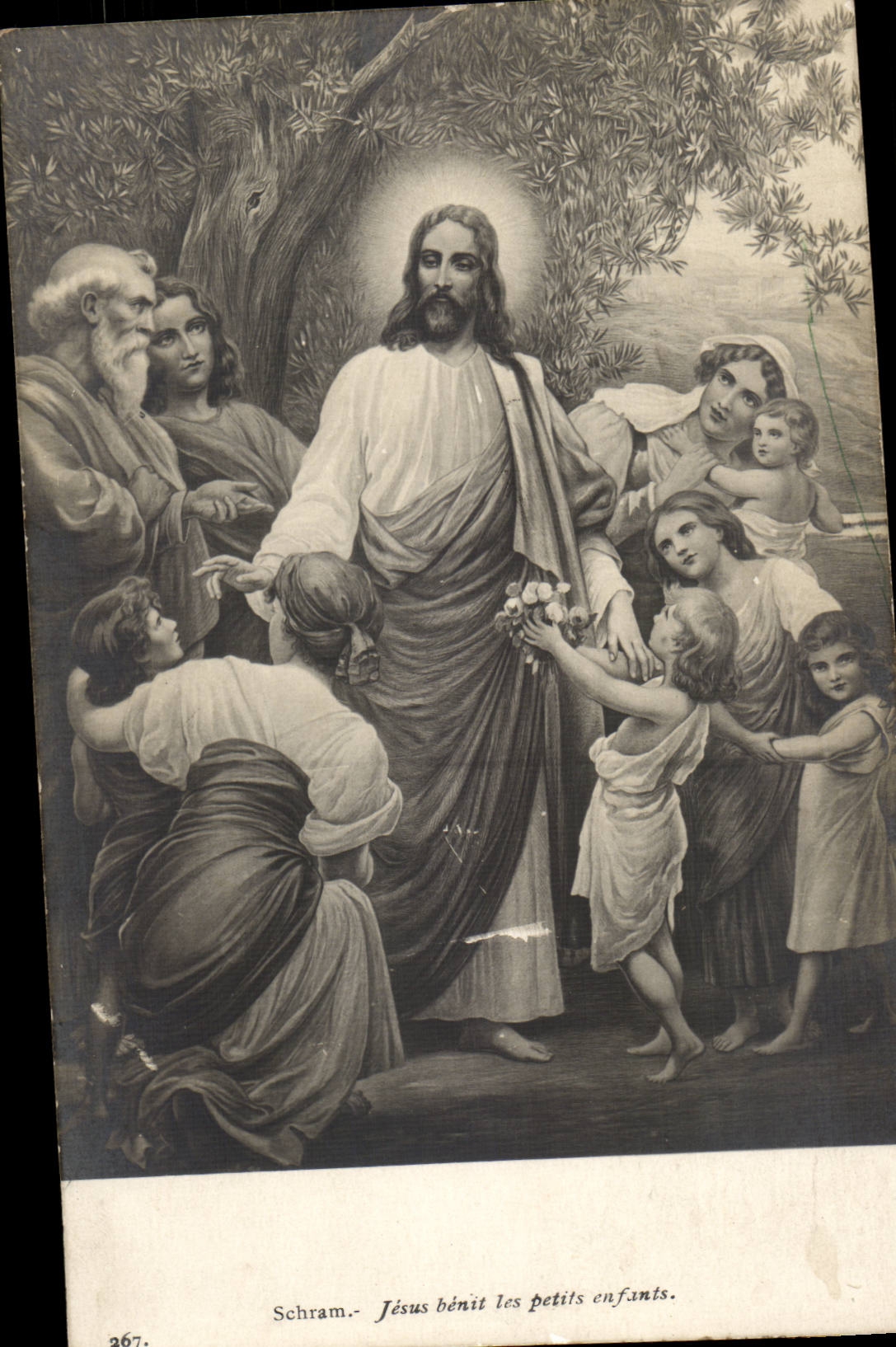 Schram CPA Jesus benit les petits enfants Religion