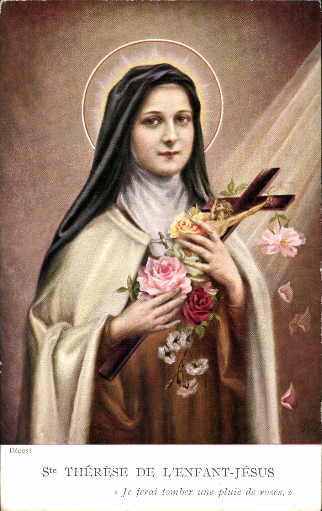 Sainte Therese de l'enfant Jesus CPA Je ferai tomber une pluie de roses