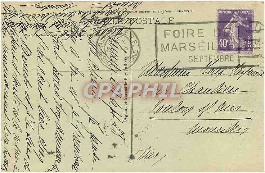 CPA Vichy le hall du casino — Rückseite