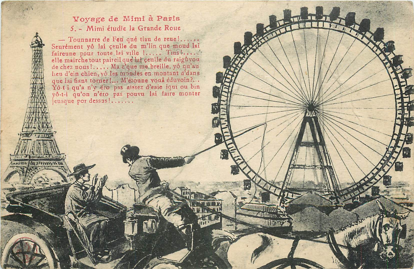 CPA Voyage de Mim a paris  Mimie etudie la grande roue Tour Eiffel