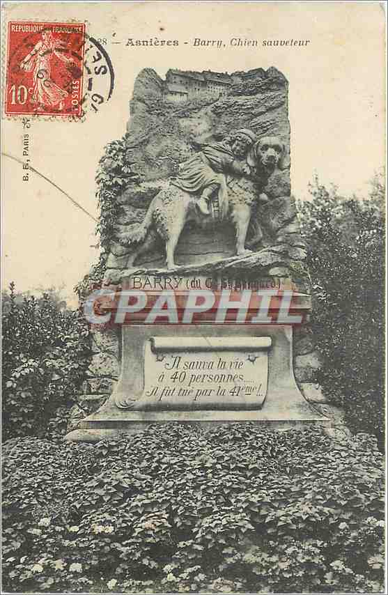 CPA Asnieres Bary Chien sauveteur