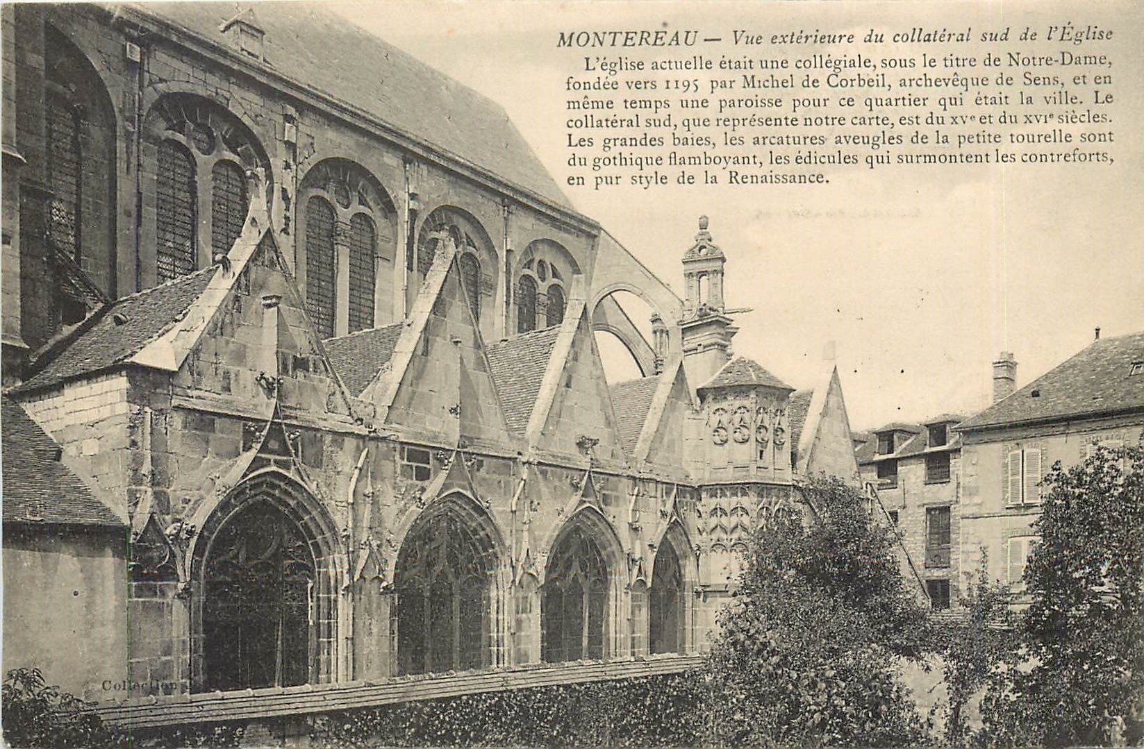 CPA Montereau Vue exterieur du collateral sud de l'eglise
