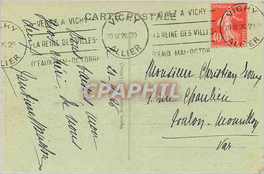 CPA Vichy le hall du casino — Rückseite