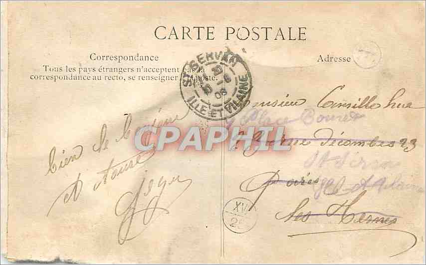 CPA Chateau des Vaux Rendez vous de chasse Equipage Chambray — Rückseite