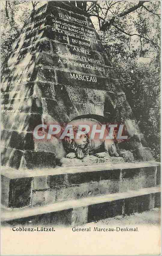 CPA Coblenz Lutzel general Marceau Denkmal Lion
