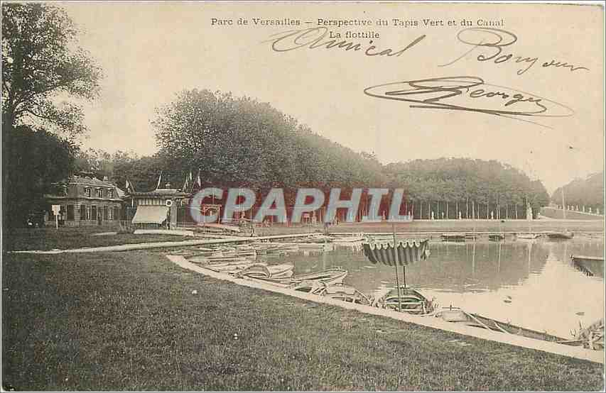 CPA Parc de Versailles Perspective du Tapia vert et du Canal La Flottille Bateaux
