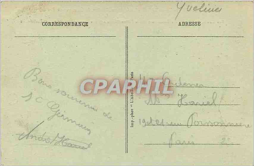 CPA St Germain en laye Le Chateau l'Eglise la gate vus du parterre l'amour et la Folie Darbefeuille — Verso