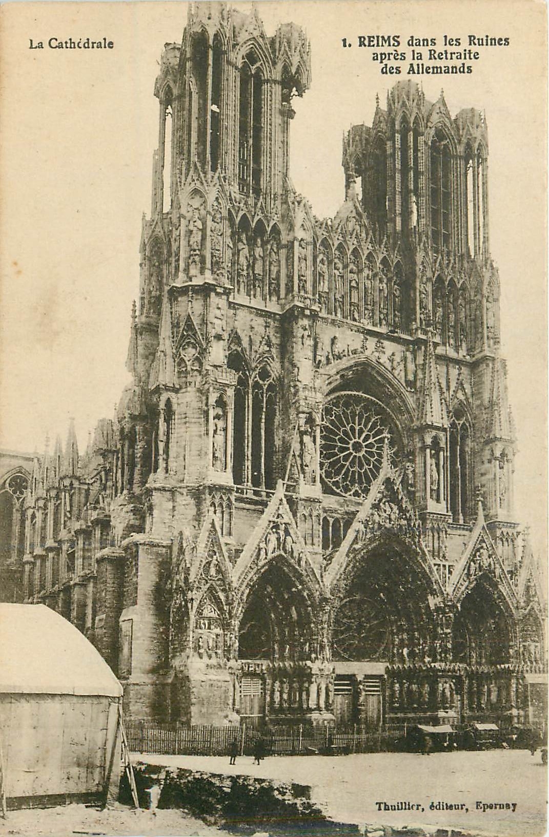 Reims dans les Ruines après la Retraite des Allemands — Thullier, éditeur, Epernay