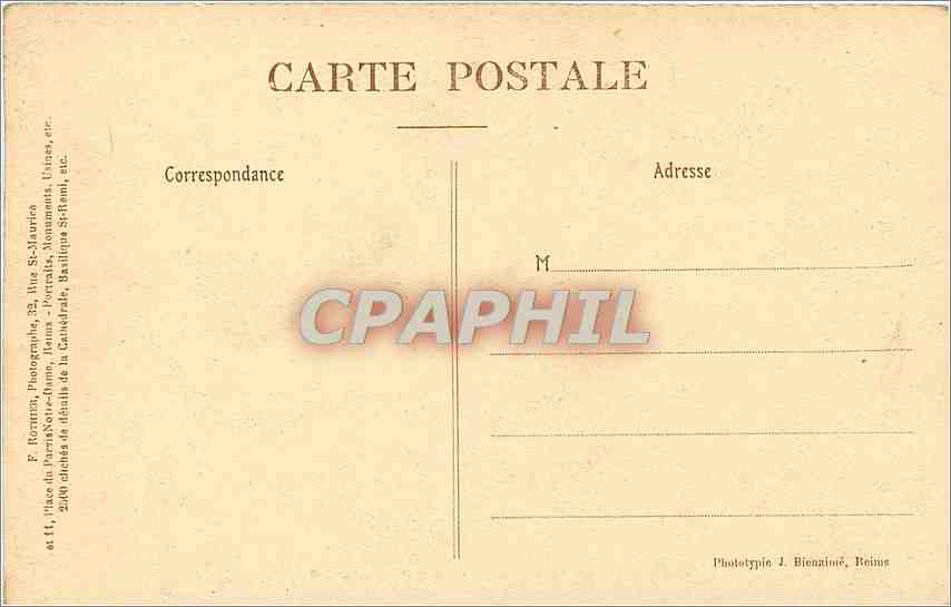 CPA Reims La Catherale Galerie du Gloria Bapteme de Clovis — Rückseite