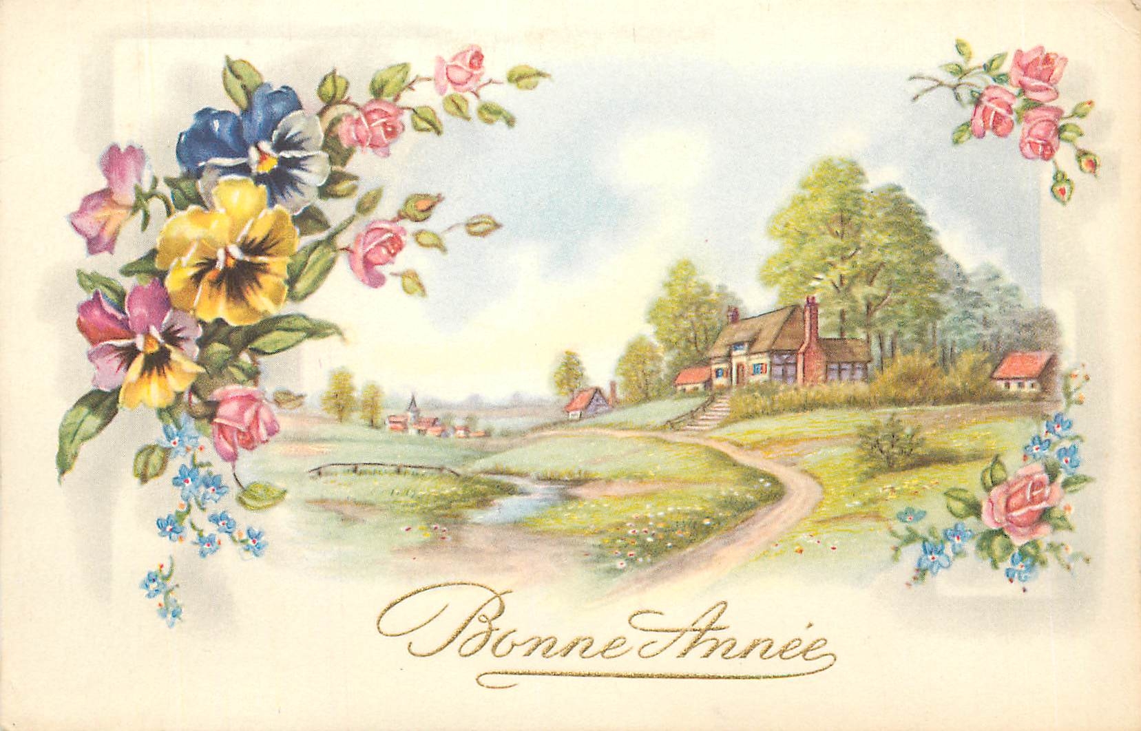 CPA Vœux Fleurs