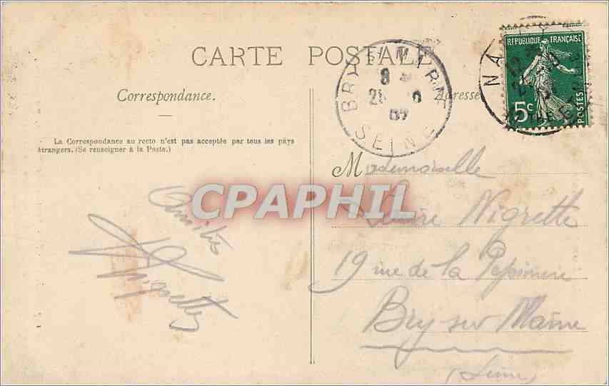 CPA Nancy Fontine de Neptune par Guibal et rille de jean Lamour — Verso