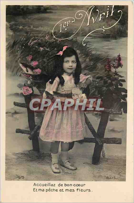 CPA Accueillez de bon coeur et ma peche et mes fleurs Enfant