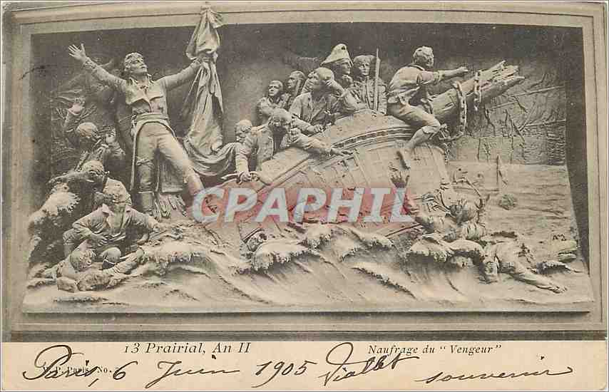 CPA Souvenir Naufrage du Vengeur Bateau