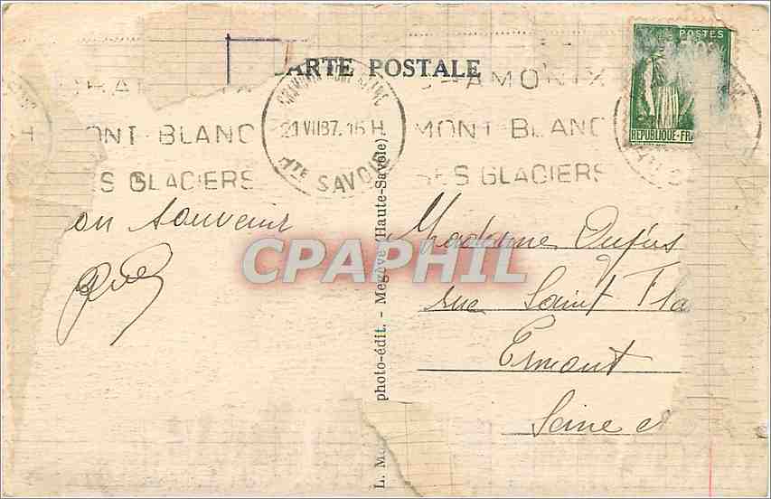 CPA Chamonix mont blanc crevasse sur la Mer de Glace Alpinisme — Verso