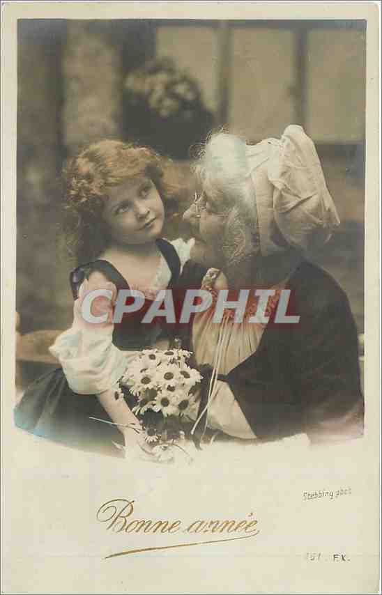 CPA vœux Enfant Grand Mere