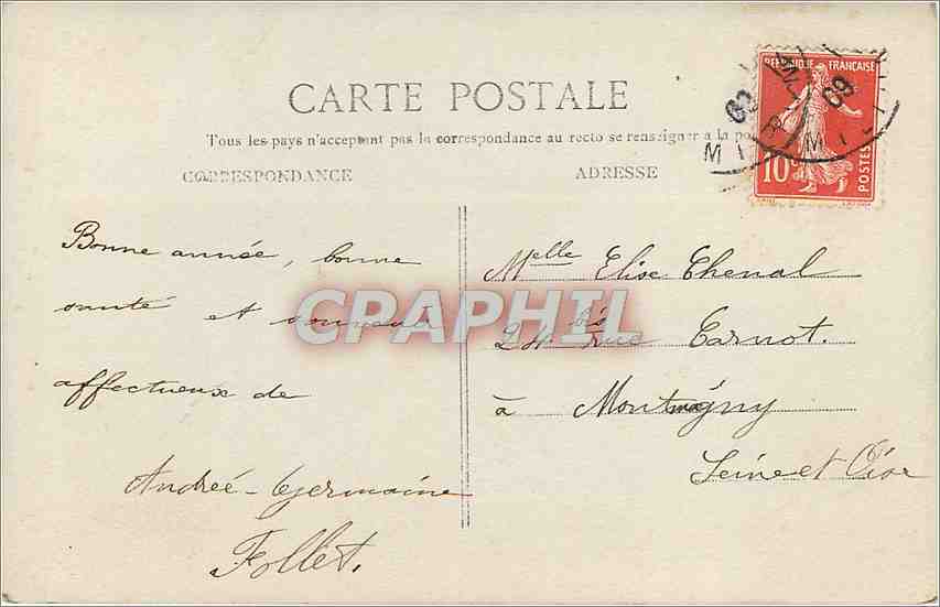 CPA vœux Enfant Grand Mere — Rückseite