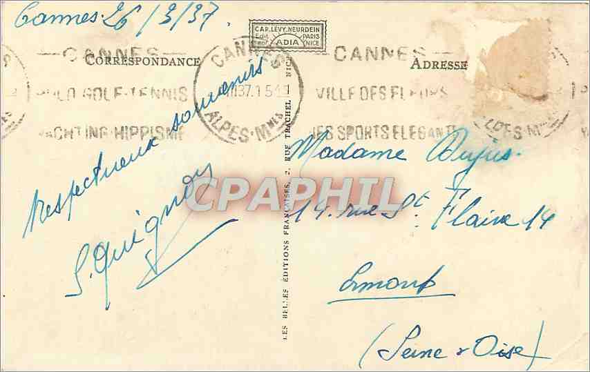 CPA Cannes Vue generale de l'Esteral LL — Rückseite