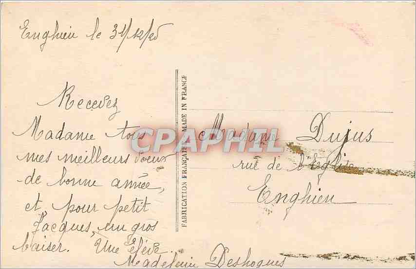 CPA Vœux Fleurs — Rückseite