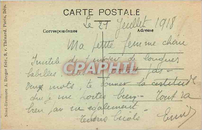 CPA Maison — Verso