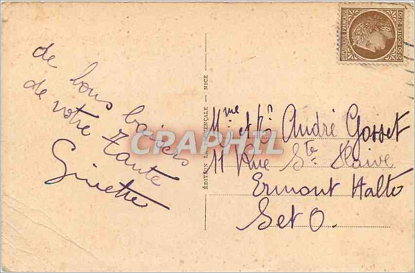 CPA Nice Un coin du jardin du Roi Albert 1er — Rückseite