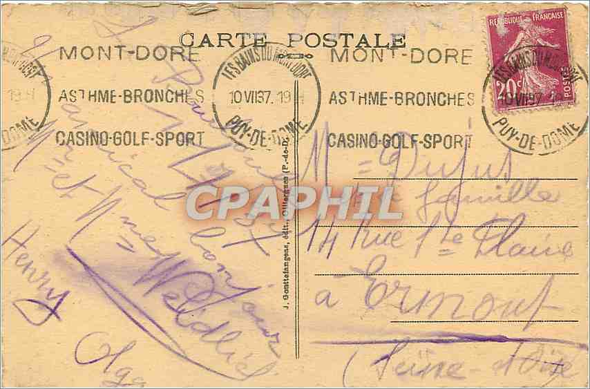 CPA La bourboule Vue generale et Vallee de Vendeix — Rückseite