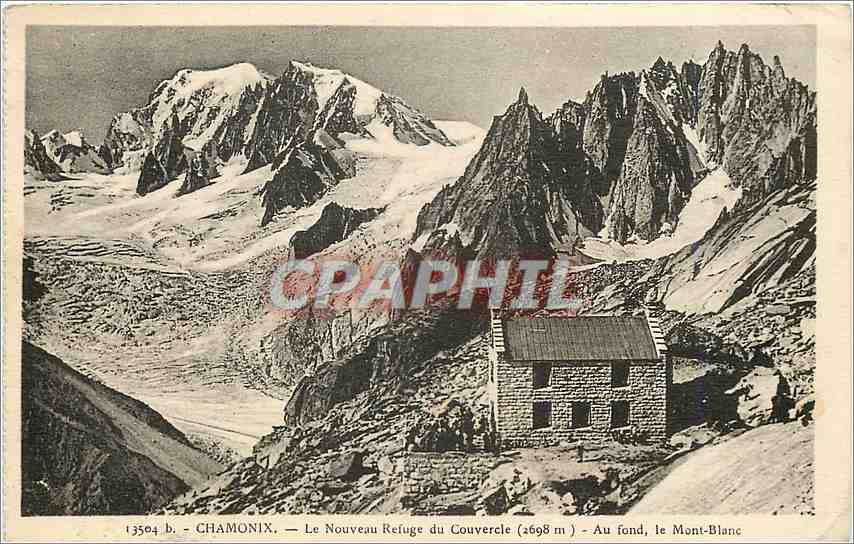 CPA Chamonix le nouveua refuge du ouvercle 2698m au fond le mont blanc