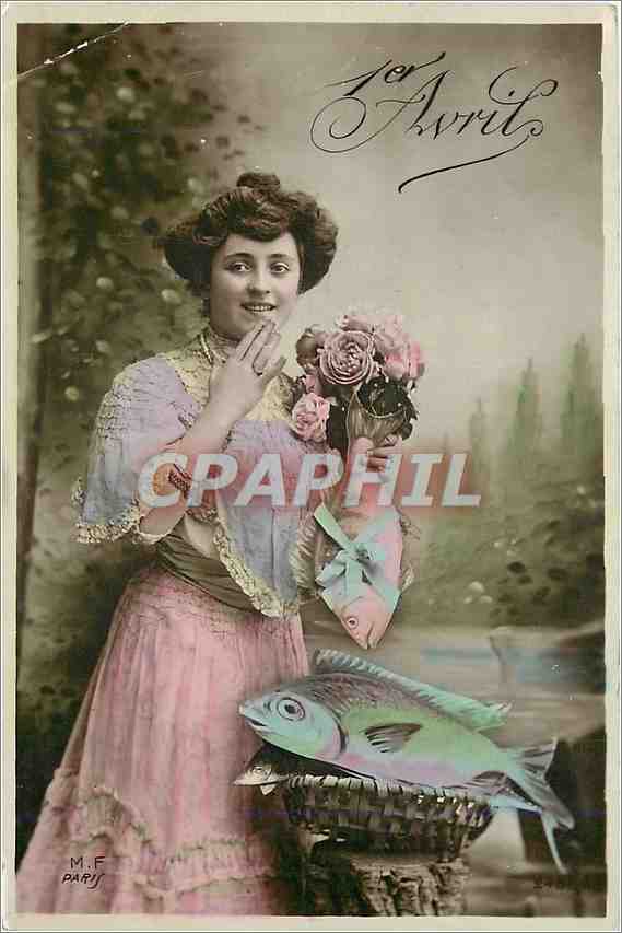 CPA 1er Avril Femme
