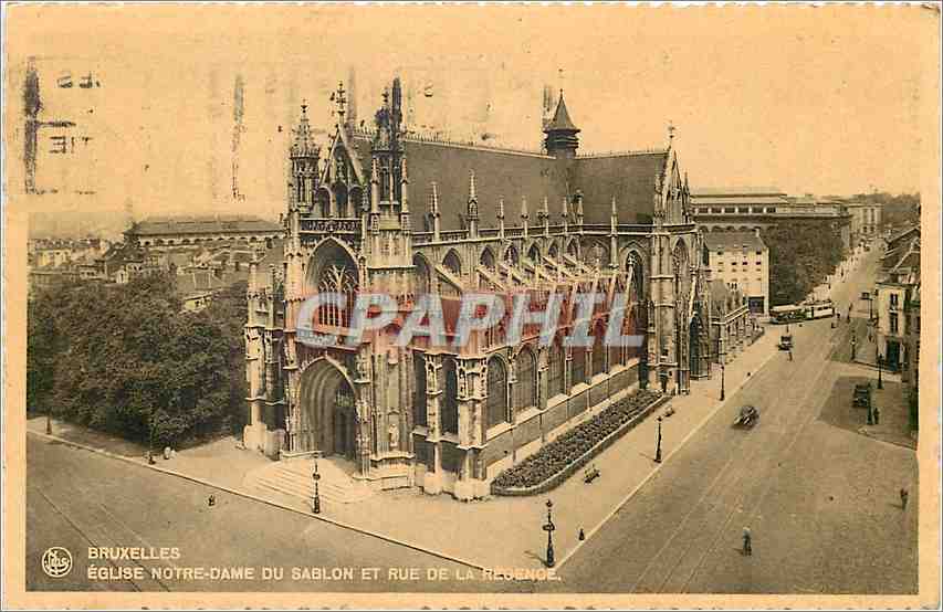 CPA Bruxelles eglise Notre Dame du Sablon et rue de le Regende