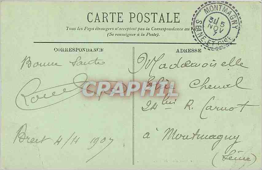 CPA Brest Vue prise du château Bateau — Rückseite