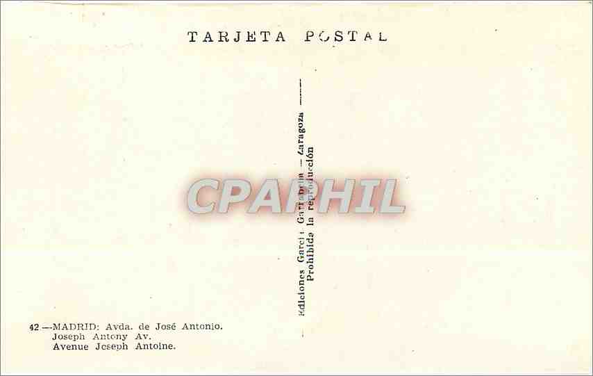 CPA Madrid Avenue joseph Antoine — Rückseite