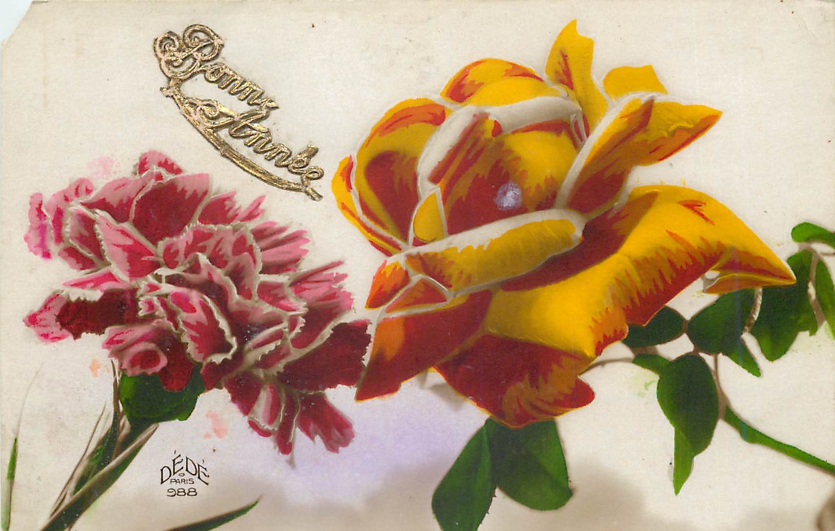 CPA Vœux Fleurs