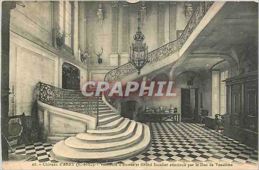 CPA Chateau d' Anet E et L vestibule d' Entrée et grand esclier construit par le Duc de vendome