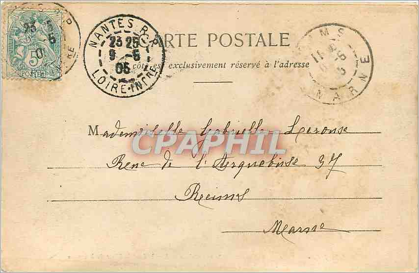 CPA Nantes la plce du bon Pasteur et la rue Guepin et dans le fond la Place de Bretagne — Rückseite