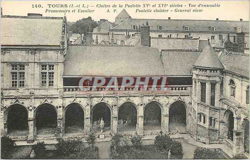 CPA Tours I et L Cloitre de la psalette Xve et Xvi e siecle Vue d' ensemble Promenoires et escalier
