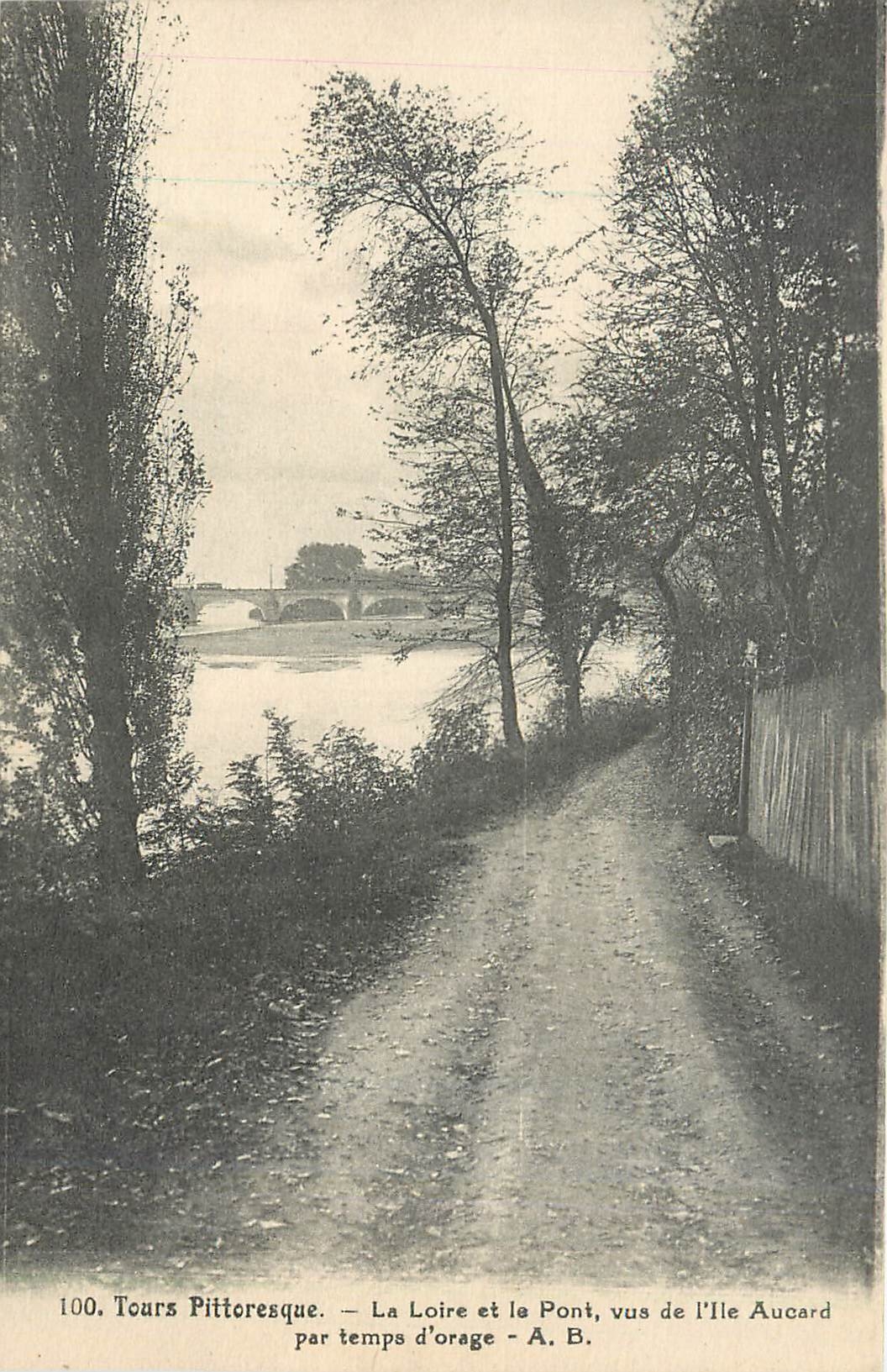 CPA Tours Pttoresque la loire et le pont vus de l'ile Aucard par le temps d'orage