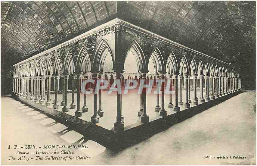 CPA Mont Saint Michel Abbaye Galerie du Cloitre