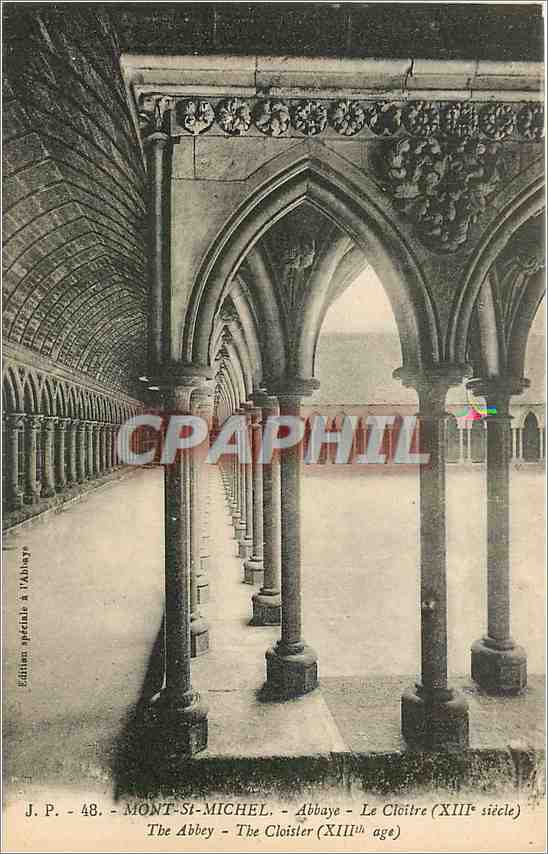 CPA Mont Saint Michel Abbaye Galerie du Cloitre