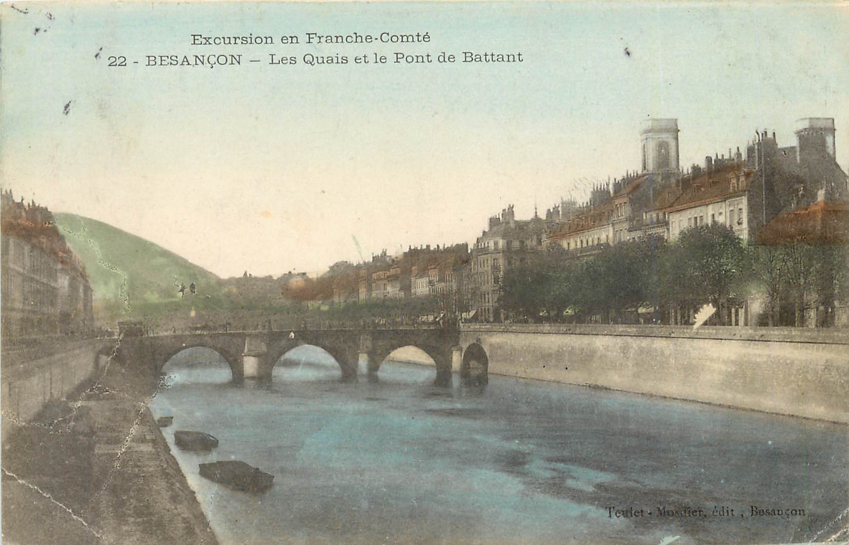 CPA Besancon les Quai et le Pont de battant