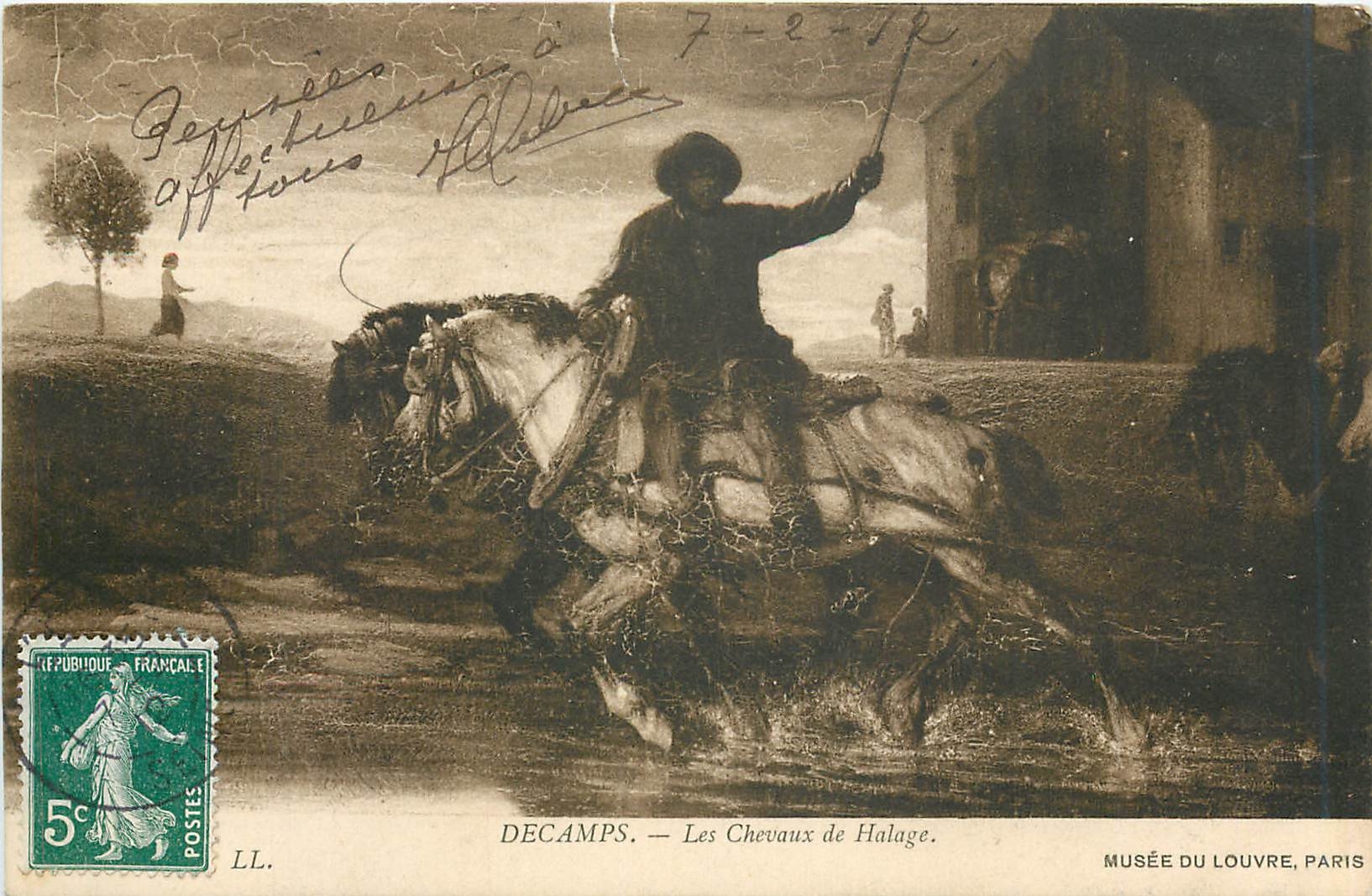 CPA Decamps Les chevaux de Halage Musee du Louvre Paris