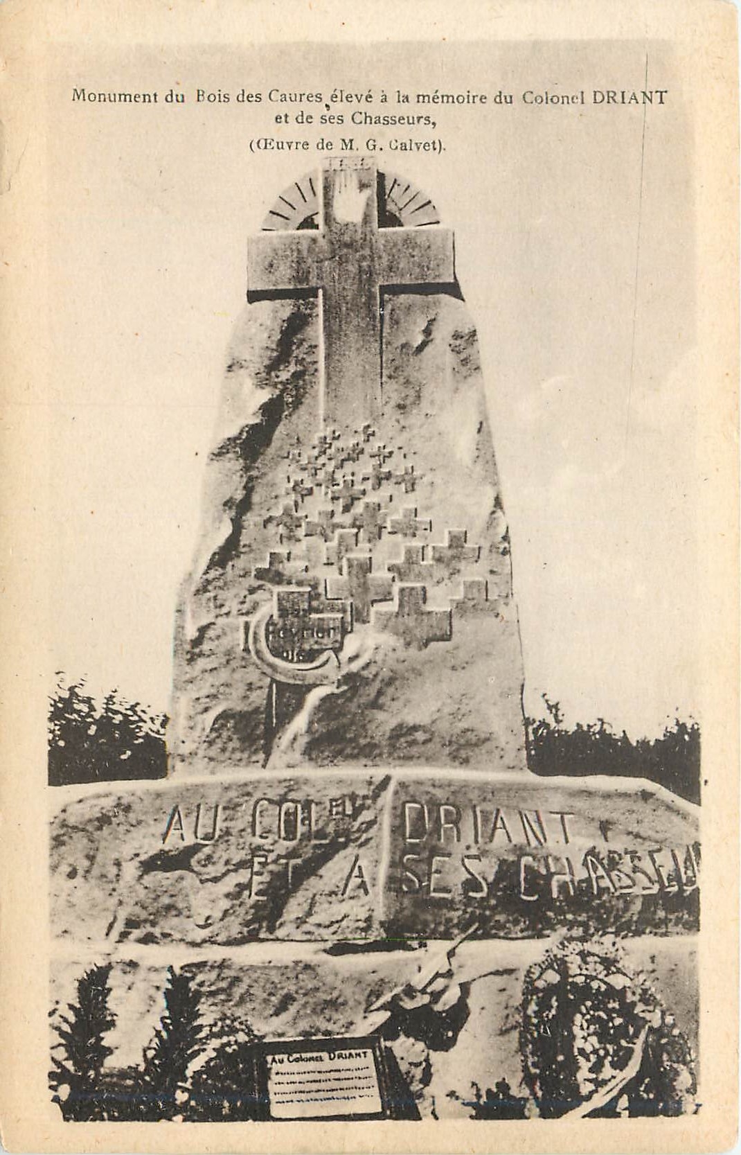 CPA Monument du bois des Caures eleve a la memoire du Colonel driant et de ses chasseurs
