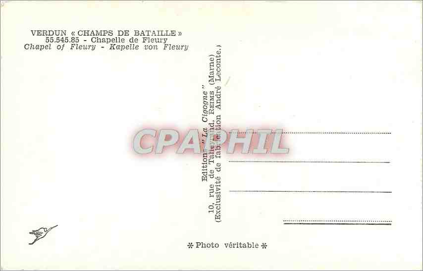 CPM Verdun Champs de bataille chapelle de Fleury — Rückseite
