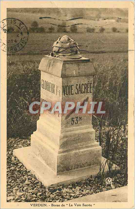 CPA Verdun borne Commemorative de la voie sacree