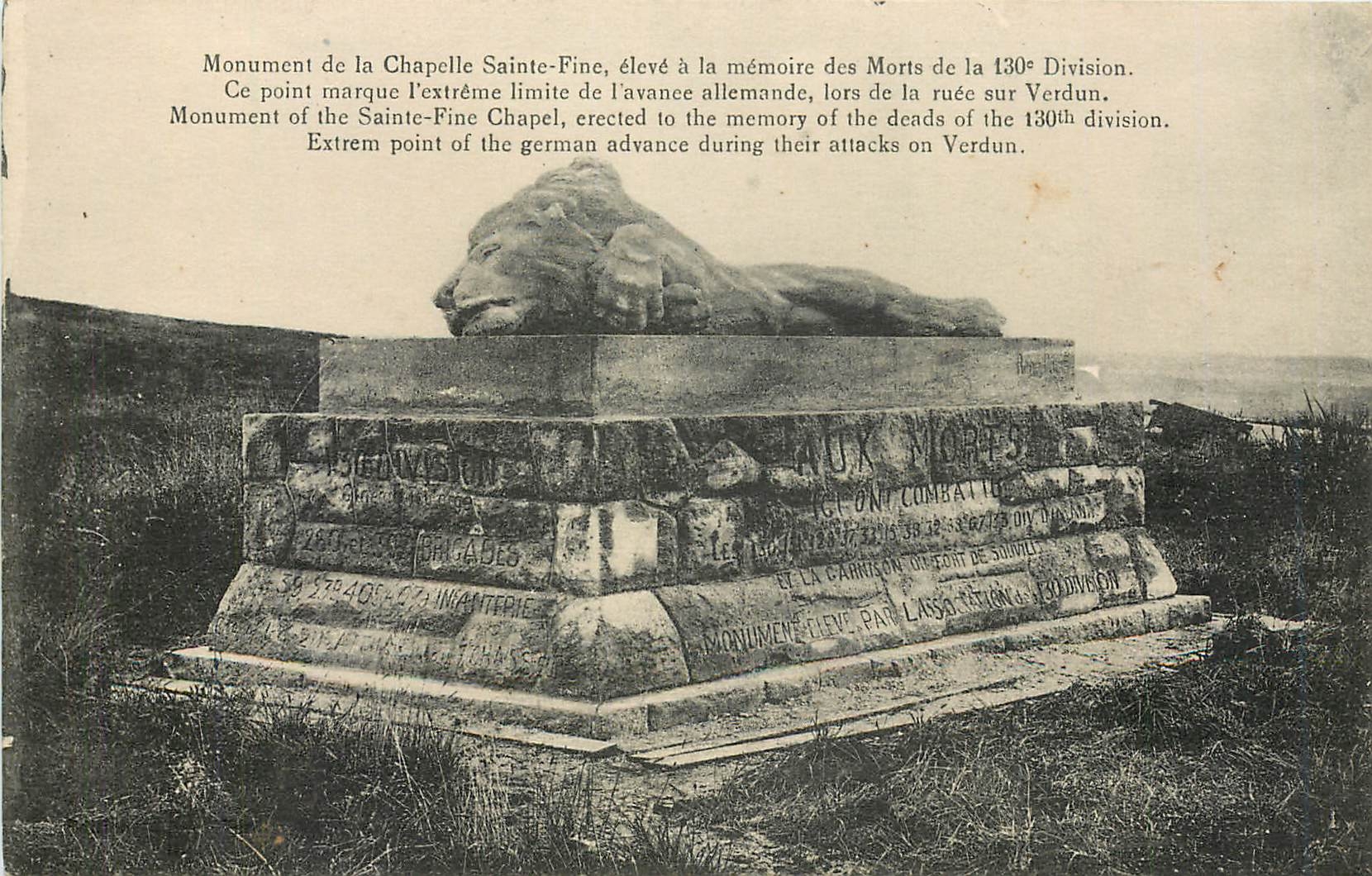 CPA Monument e la Chapelle Sainte fine eleve a la memoire des Morts de la 130 division ce point marq